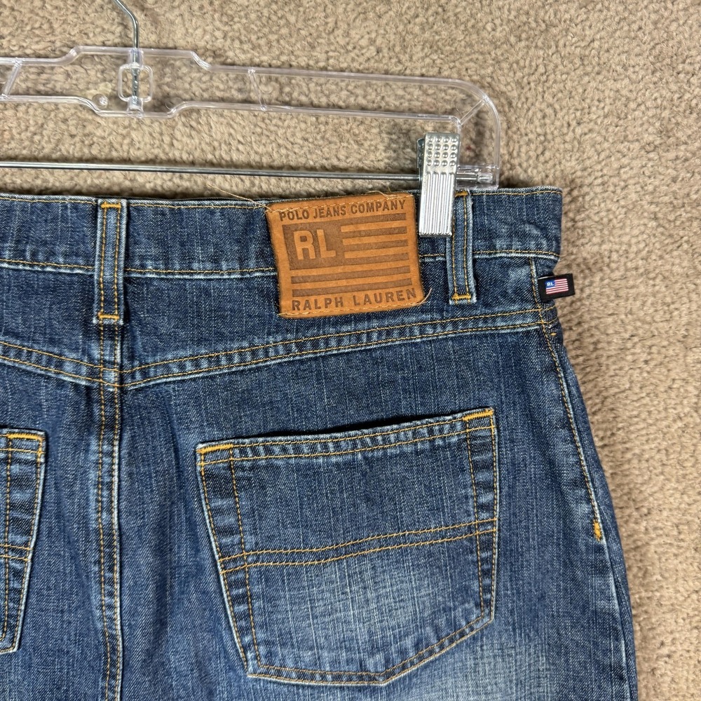 Ralph Lauren Polo Jeans Skirt Womens 4 Blue Denim Racer Knee Western Cowgirl‎ - Picture 7 of 9